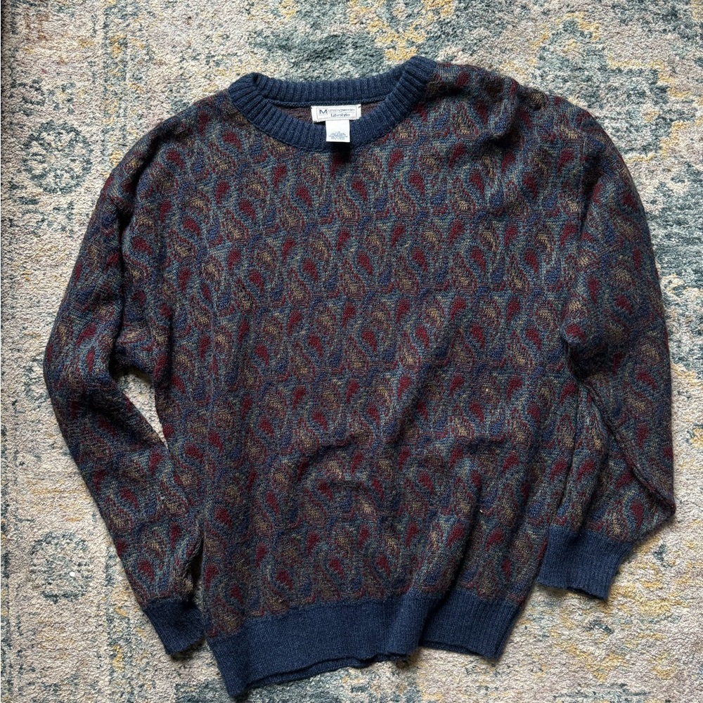 Men's Patterned Sweater - Blue and Red